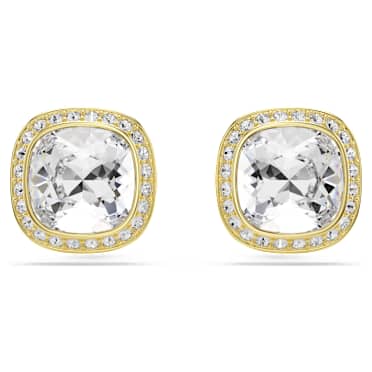 Una Angelic bedugós fülbevaló, Párnametszés, Fehér, 18 kt-os aranybevonat - Swarovski, 5764762