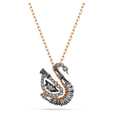 Swan Anhänger, Verschiedene Schliffe, Schwan, Grau, 18K Roségoldbeschichtet - Swarovski, 5764882