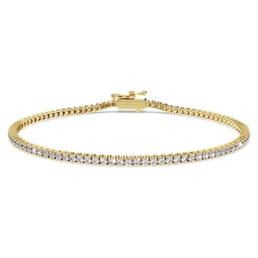 Eternity Tennis Armband, Im Labor gezüchtete Diamanten 1,5 ct tw, Runde Form, Weiß, 18K Gelbgold - Swarovski, 5764883