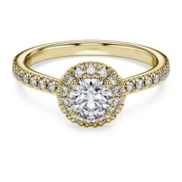 Eternity halo solitaire ring, Lab-grown diamonds 0.8 ct tw, Round shape, White, 14K yellow gold - Swarovski, 5765430