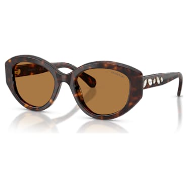 Sunglasses, Cat-eye shape, SK6005, Brown - Swarovski, 5765701