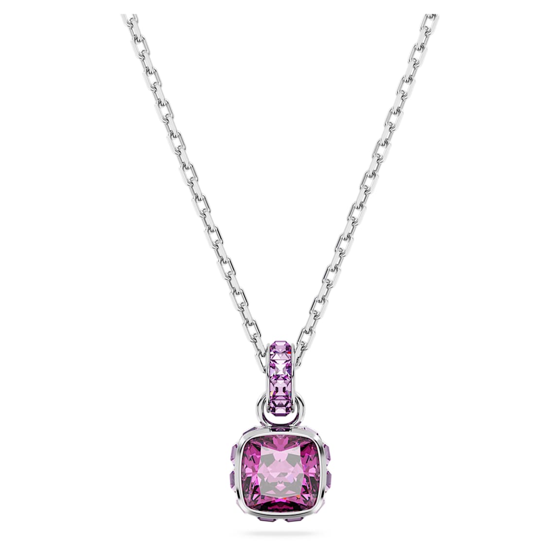 Birthstone Anhänger, Kissenschliff, Februar, Violett, Rhodiniert - Swarovski, 5651708