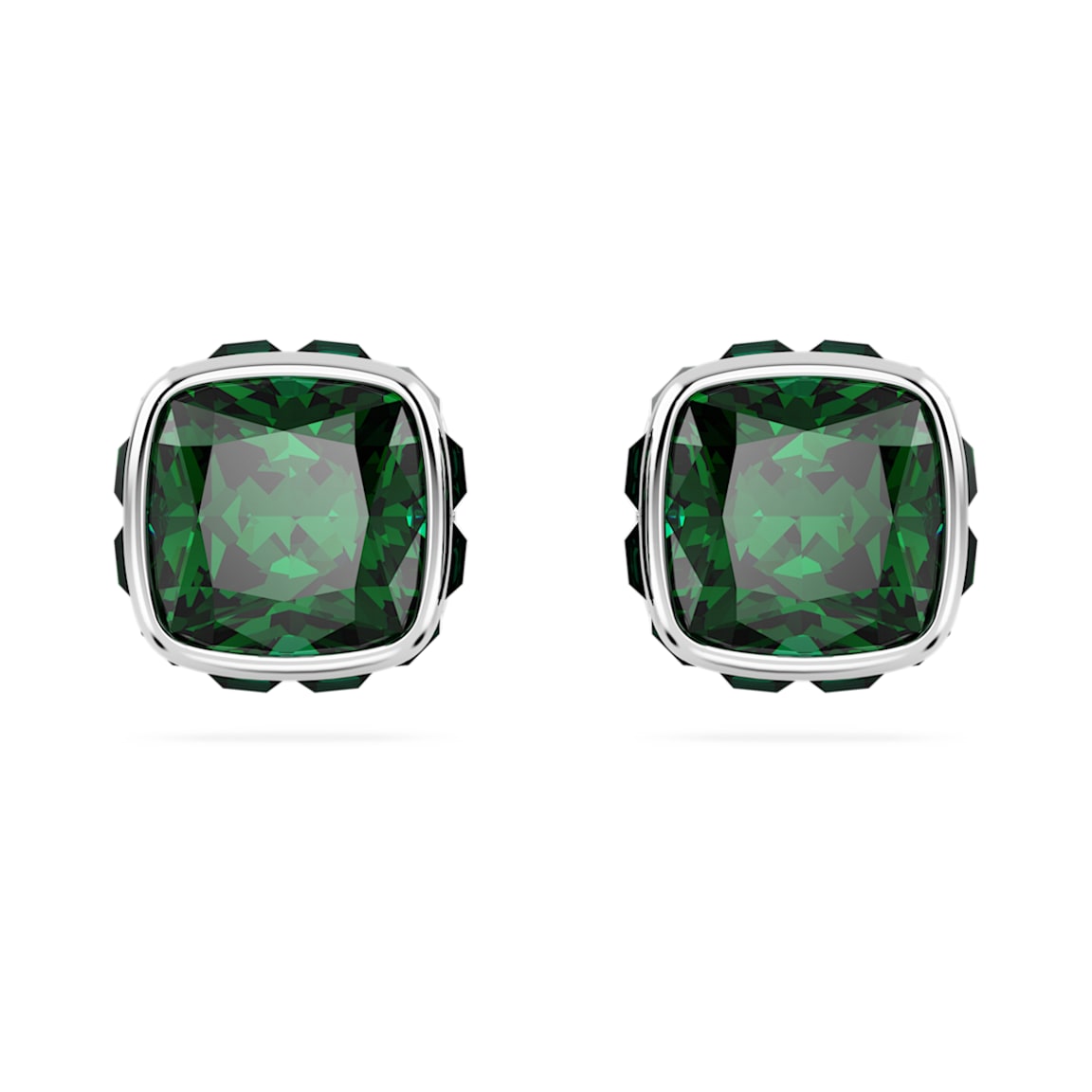Birthstone Ohrstecker, Kissenschliff, Mai, Grün, Rhodiniert - Swarovski, 5660801