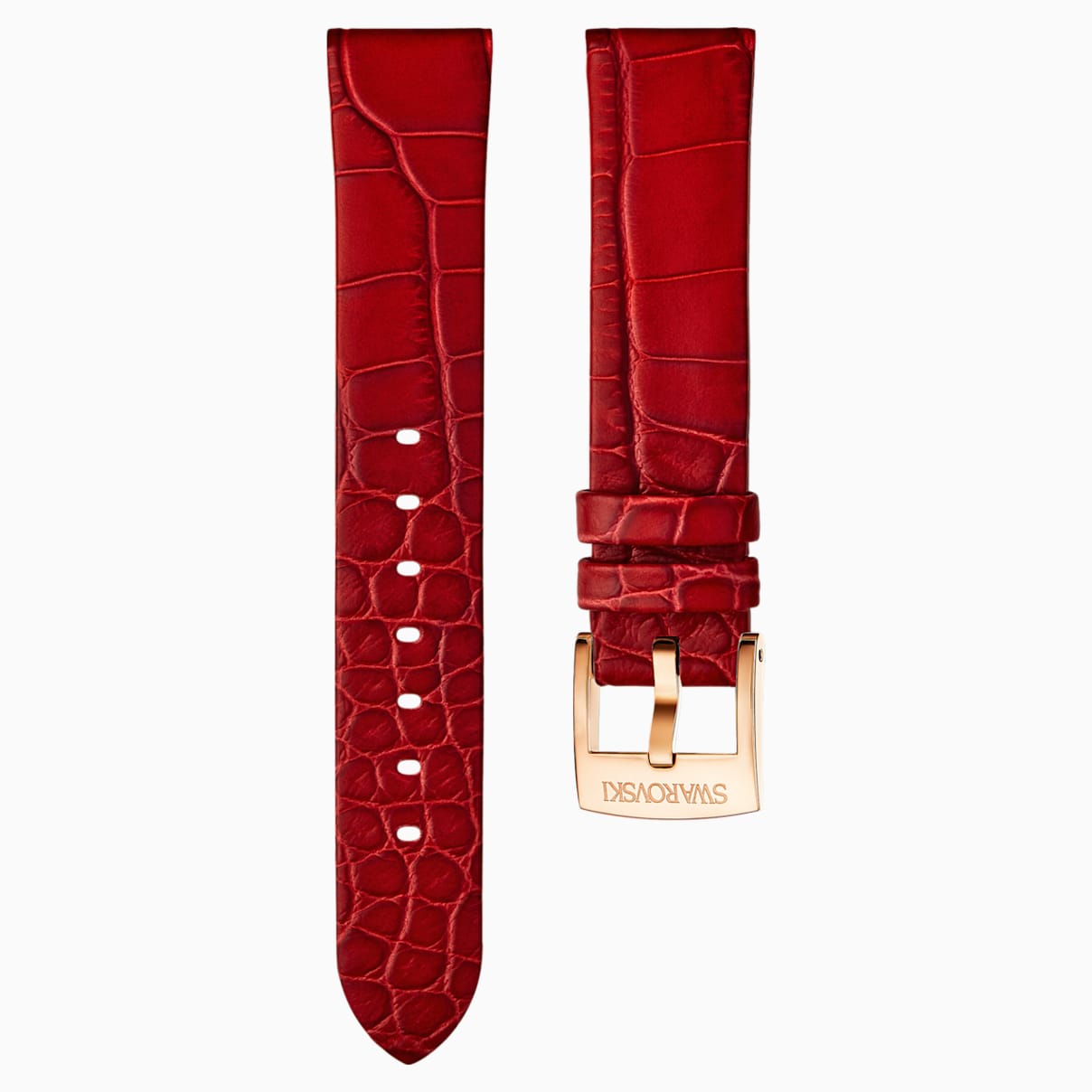 Bracelet de montre 18mm, rouge, metal dore rose