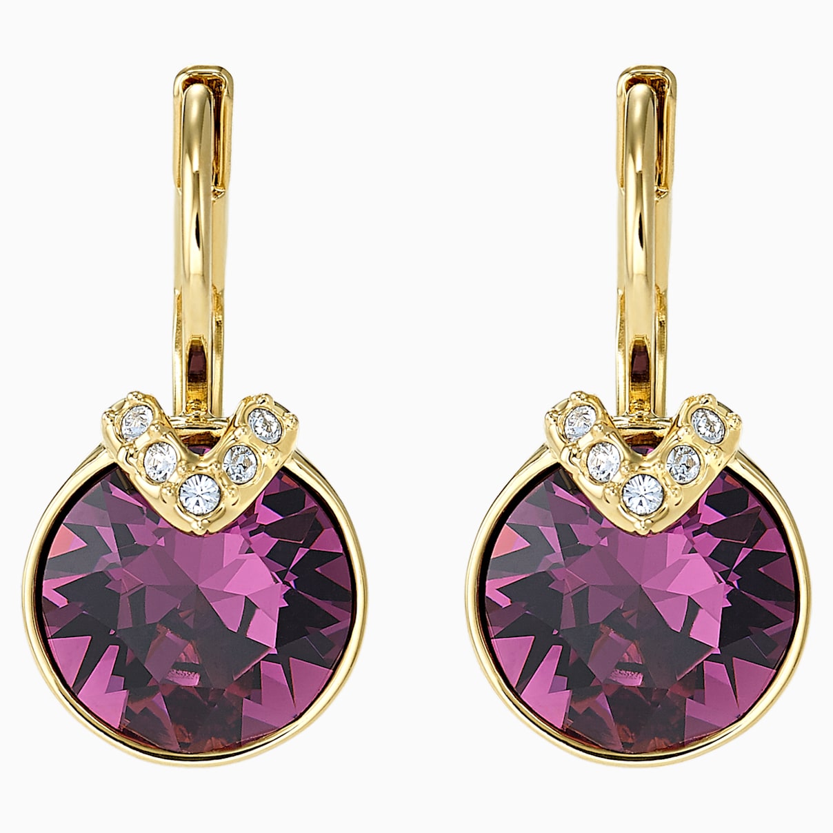 Image of Swarovski Bella V Pierced Earrings, Purple, Gold-tone plated