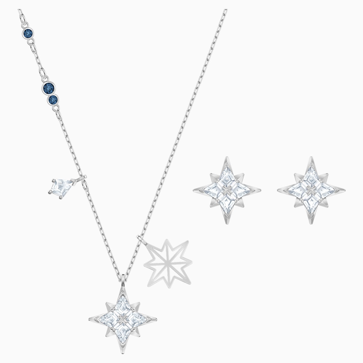 Parure Swarovski Symbolic Star, blanc, Metal rhodie