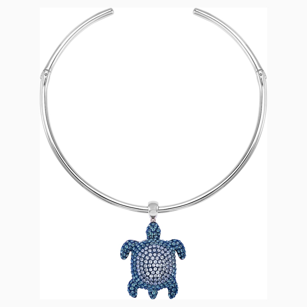 Collier torque Mustique Sea Life Turtle, bleu, metal plaque palladium