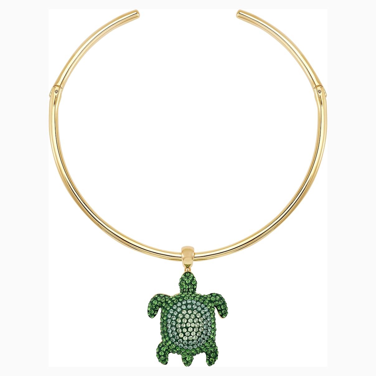 Collier torque Mustique Sea Life Turtle, vert, metal dore