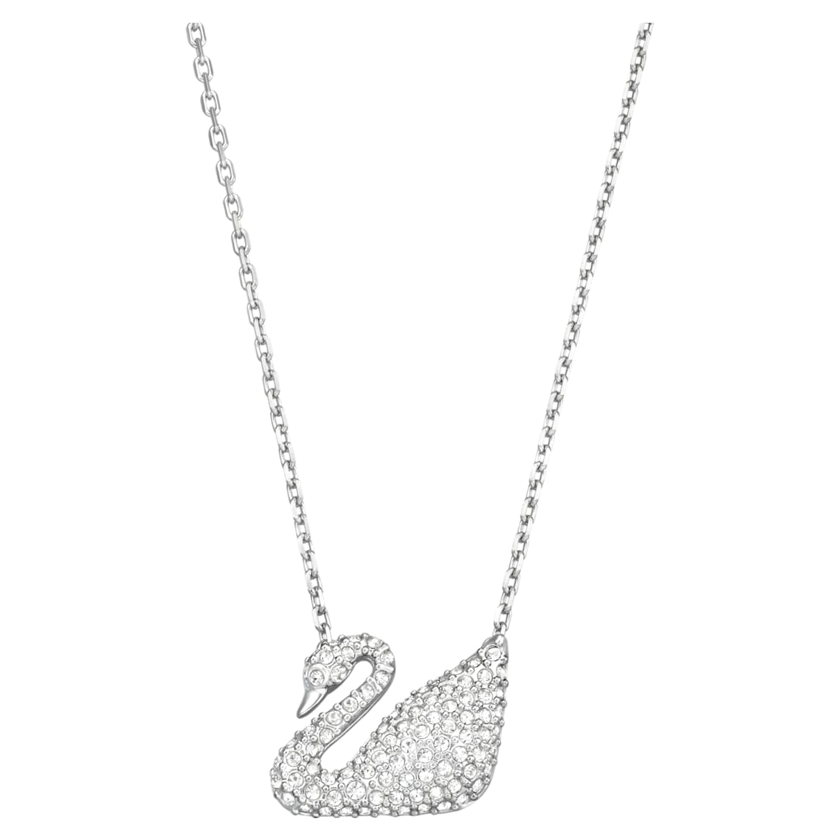 Swarovski Swan necklace, Swan, White, Rhodium plated