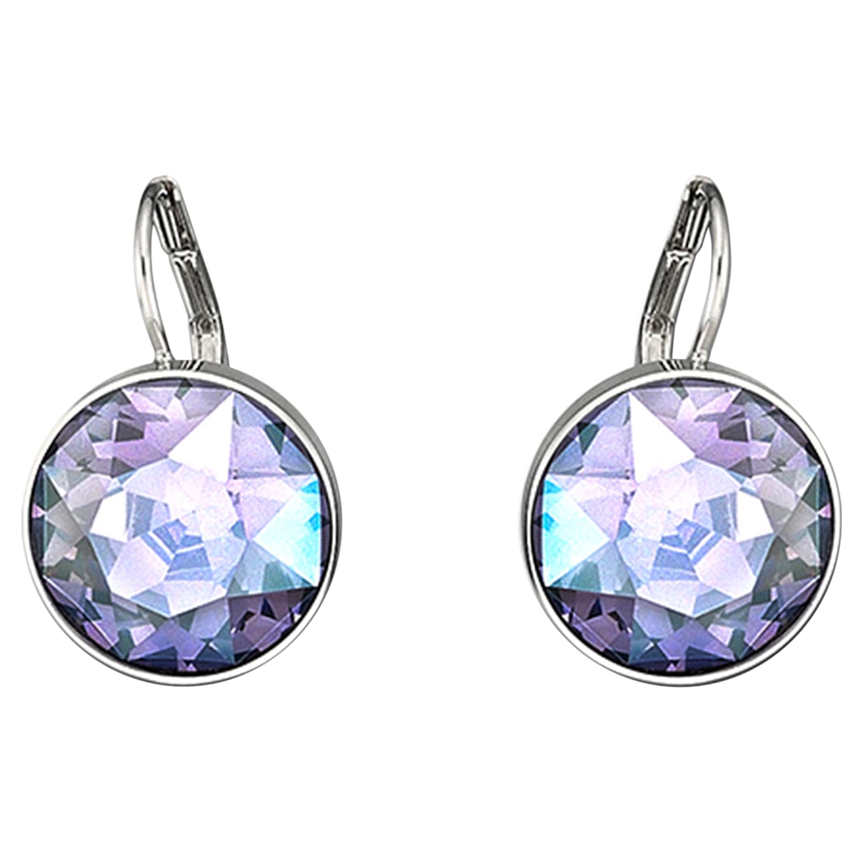 

Bella drop earrings, Round cut, Purple, Rhodium plated