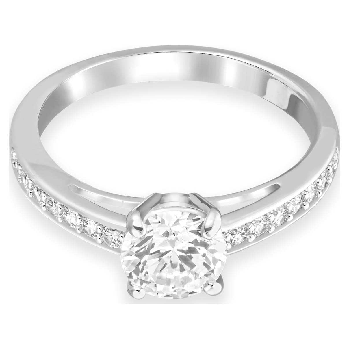 

Stilla Attract ring, Round cut, Pavé, White, Rhodium plated