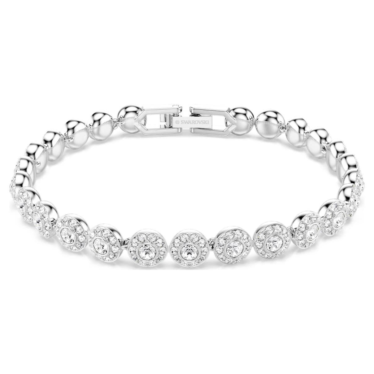 Una Angelic Tennisarmband, Ronde slijpvorm, S, Wit, Rodium toplaag
