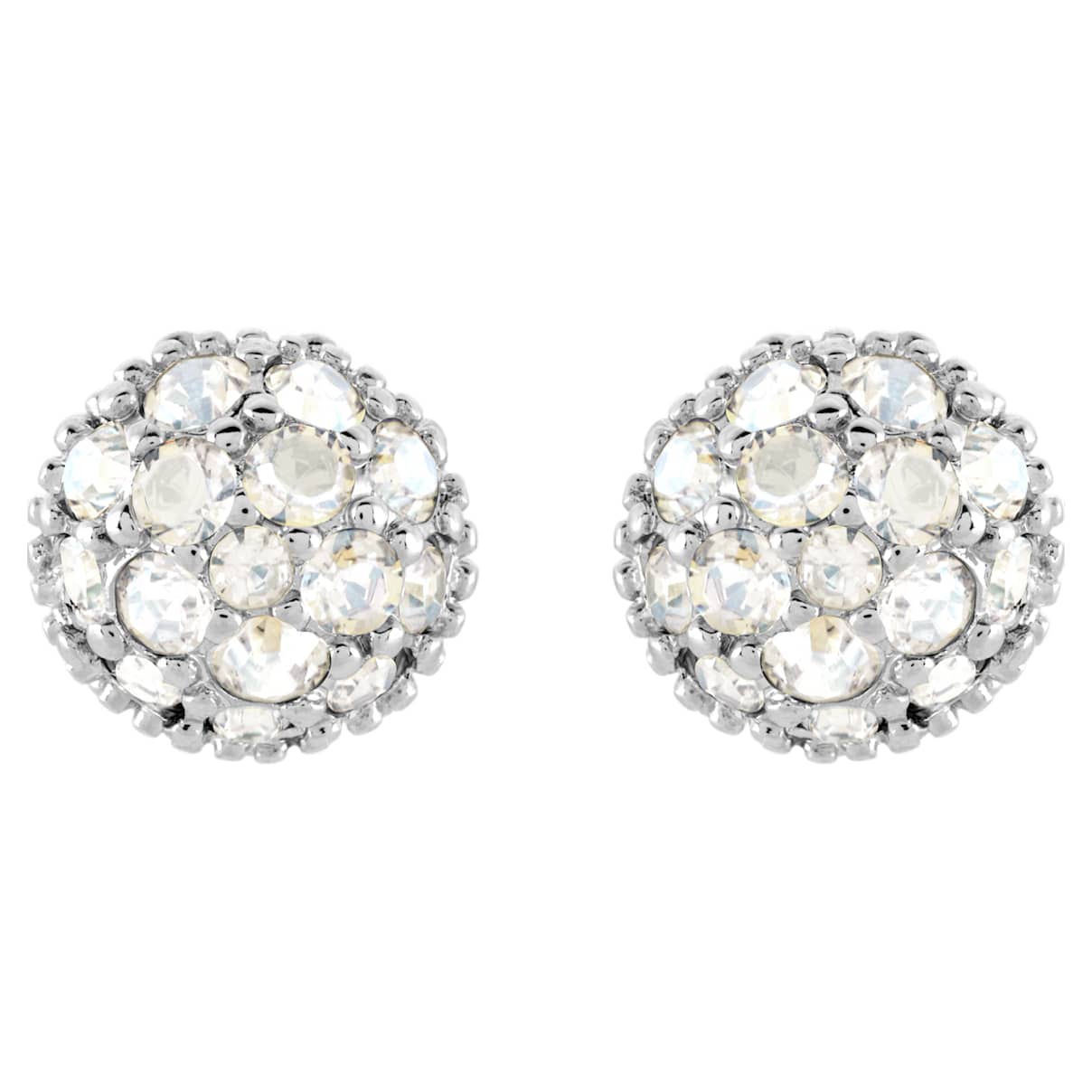 

Euphoria stud earrings, Round shape, White, Rhodium plated