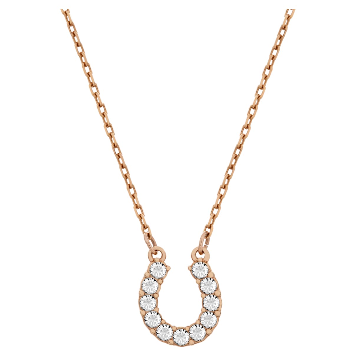 Towards necklace, Horseshoe, White, 18K rose gold finish