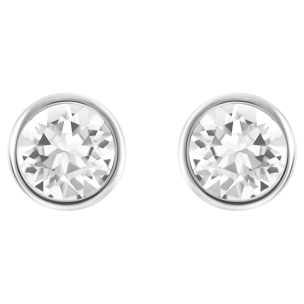 

Solitaire stud earrings, Round cut, White, Rhodium plated