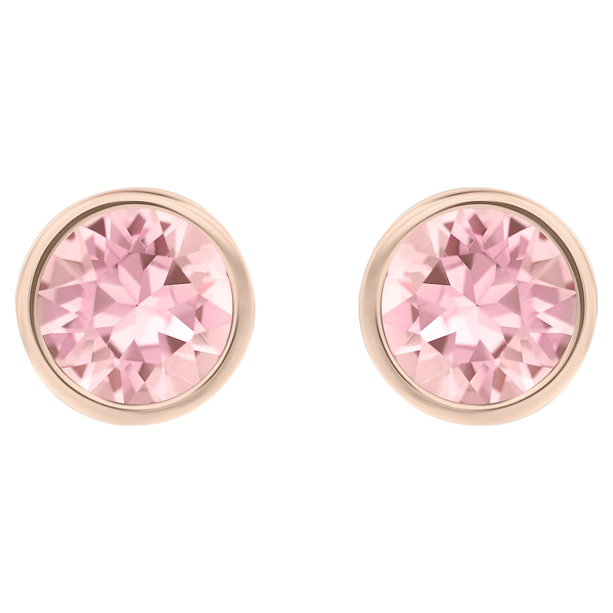Click to view product details and reviews for Solitaire Pierced Earrings Pink Rose Gold Tone Plated.