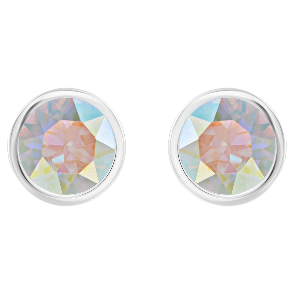 

Solitaire stud earrings, Round cut, Multicolored, Rhodium plated