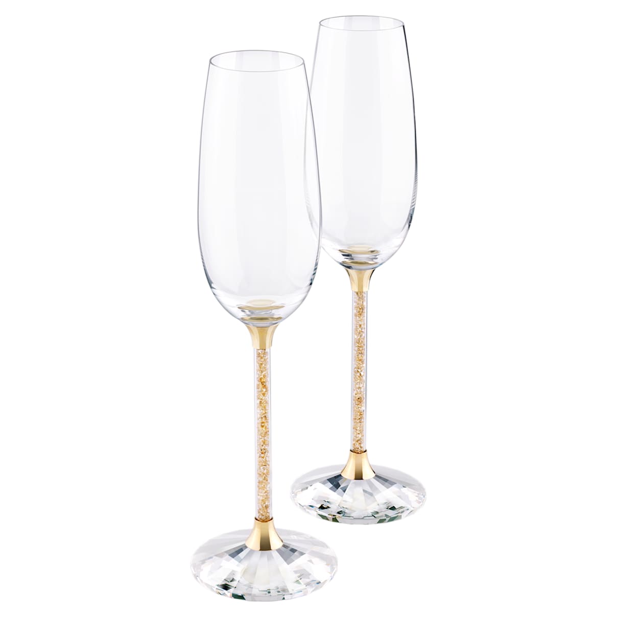 Crystalline Toasting Flutes , Gold Tone (Set of 2)