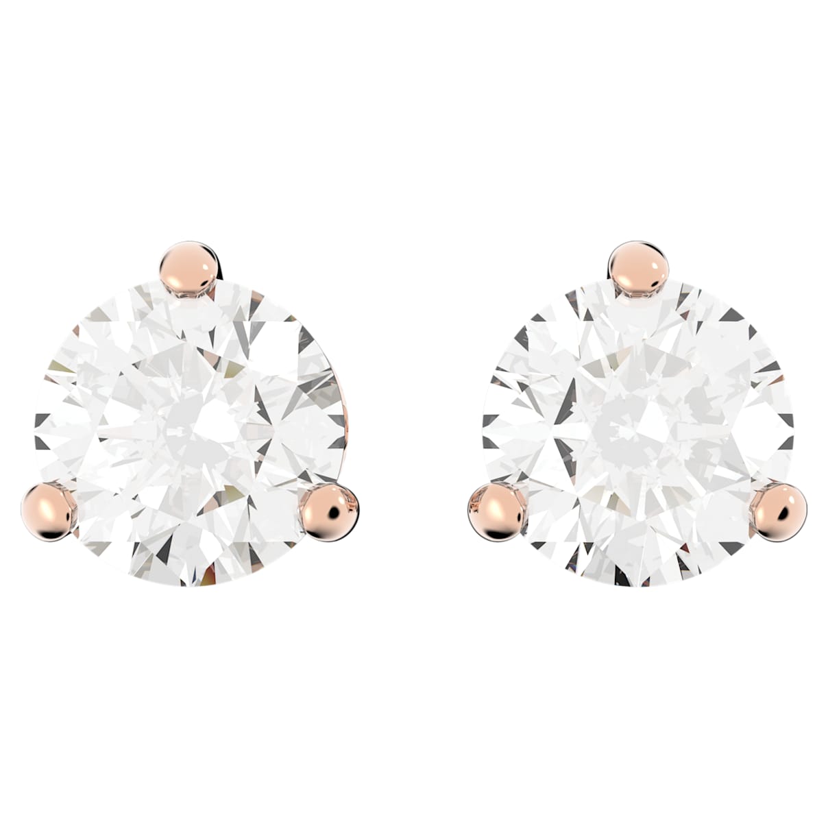 Click to view product details and reviews for Solitaire Pierced Earrings White Rose Gold Tone Plated.