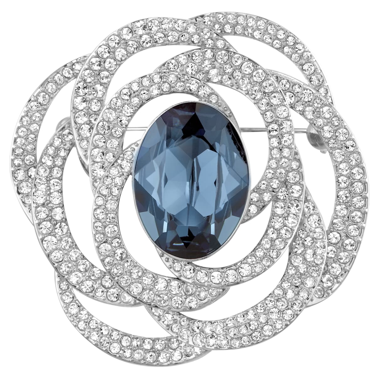 

Barret brooch, Blue, Rhodium plated