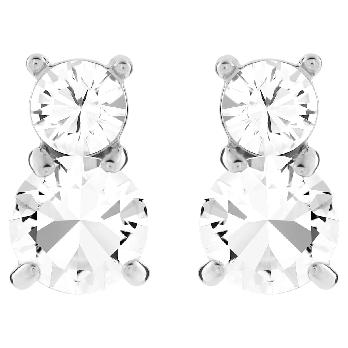 

Solitaire stud earrings, Round cut, White, Rhodium plated