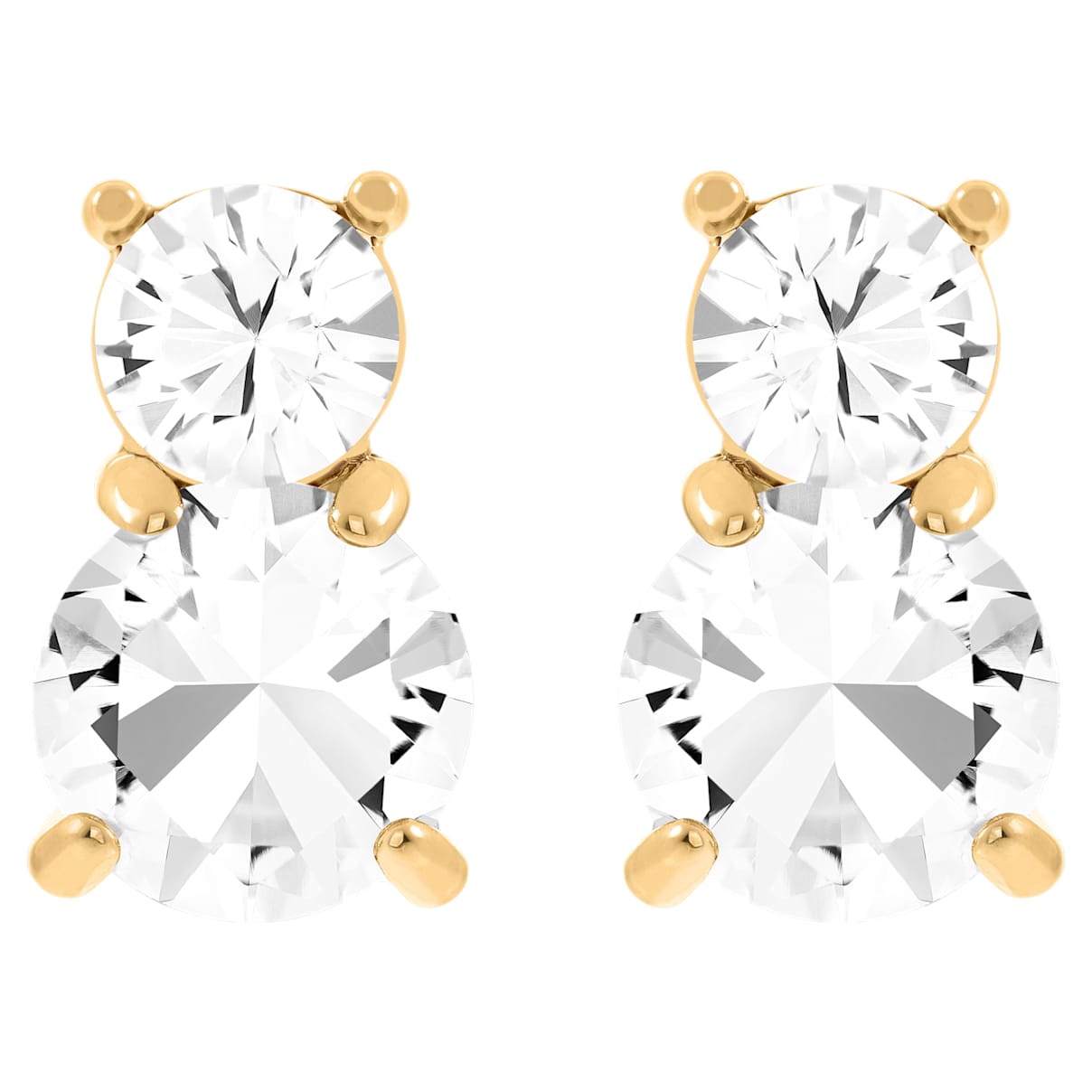 

Orecchini a lobo Solitaire, Taglio tondo, Bianchi, Placcato color oro