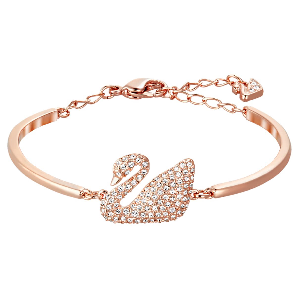 

Swarovski Swan bangle, Swan, White, Rose gold-tone plated