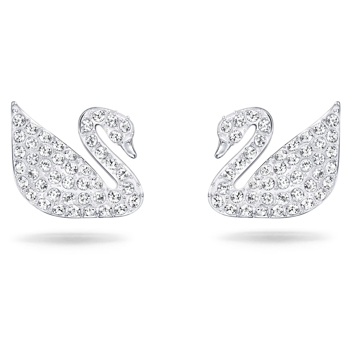 

Swan Pavé stud earrings, Swan, White, Rhodium plated