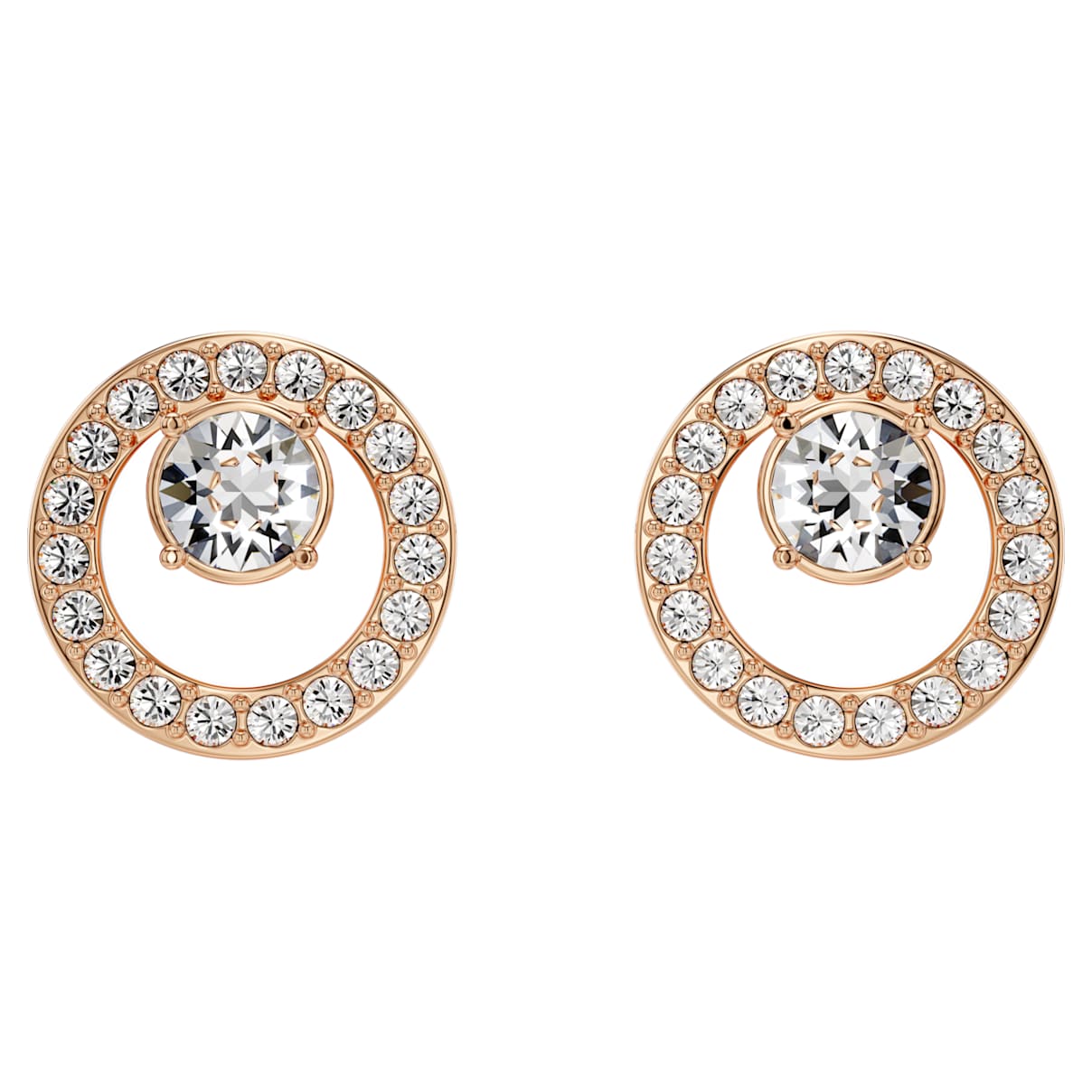 Click to view product details and reviews for Creativity Circle Pierced Earrings White Rose Gold Tone Plated.
