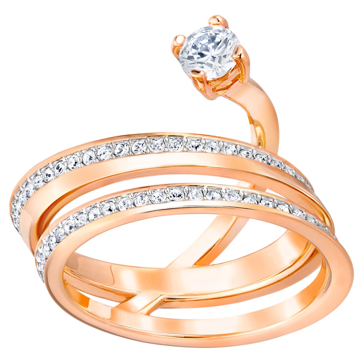 Fresh Ring Medium, White, Rose-gold tone plated