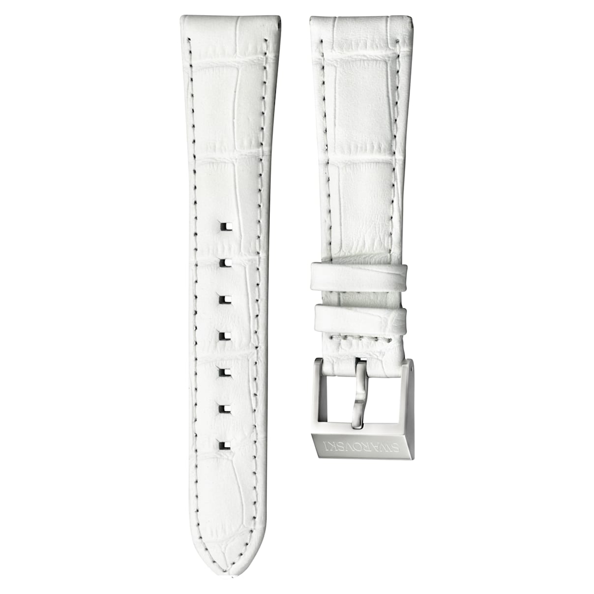 Click to view product details and reviews for 18mm Watch Strap Leather With Stitching White Stainless Steel.
