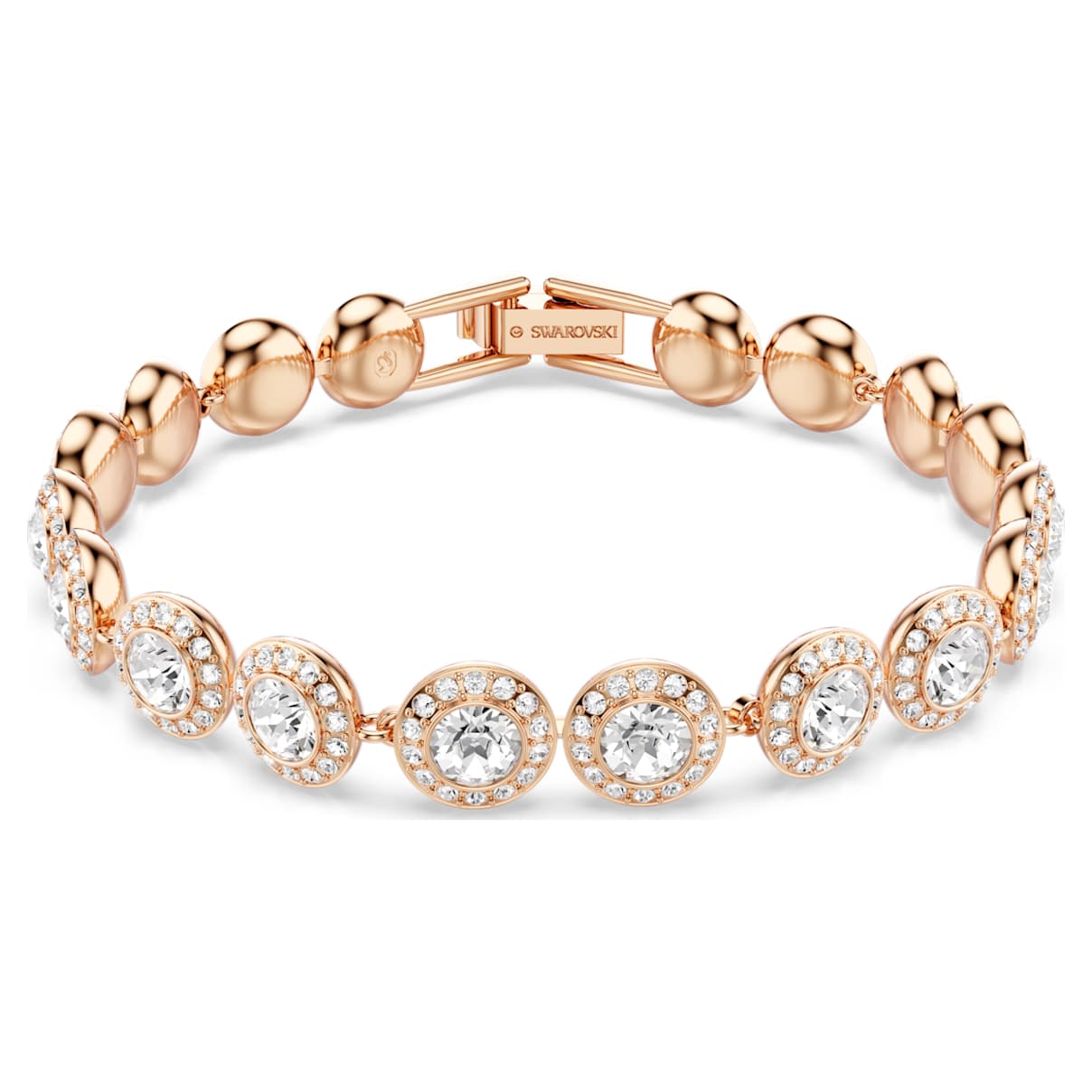 

Pulsera Angelic, Talla redonda, Pavé, Mediana, Blanca, Baño tono oro rosa