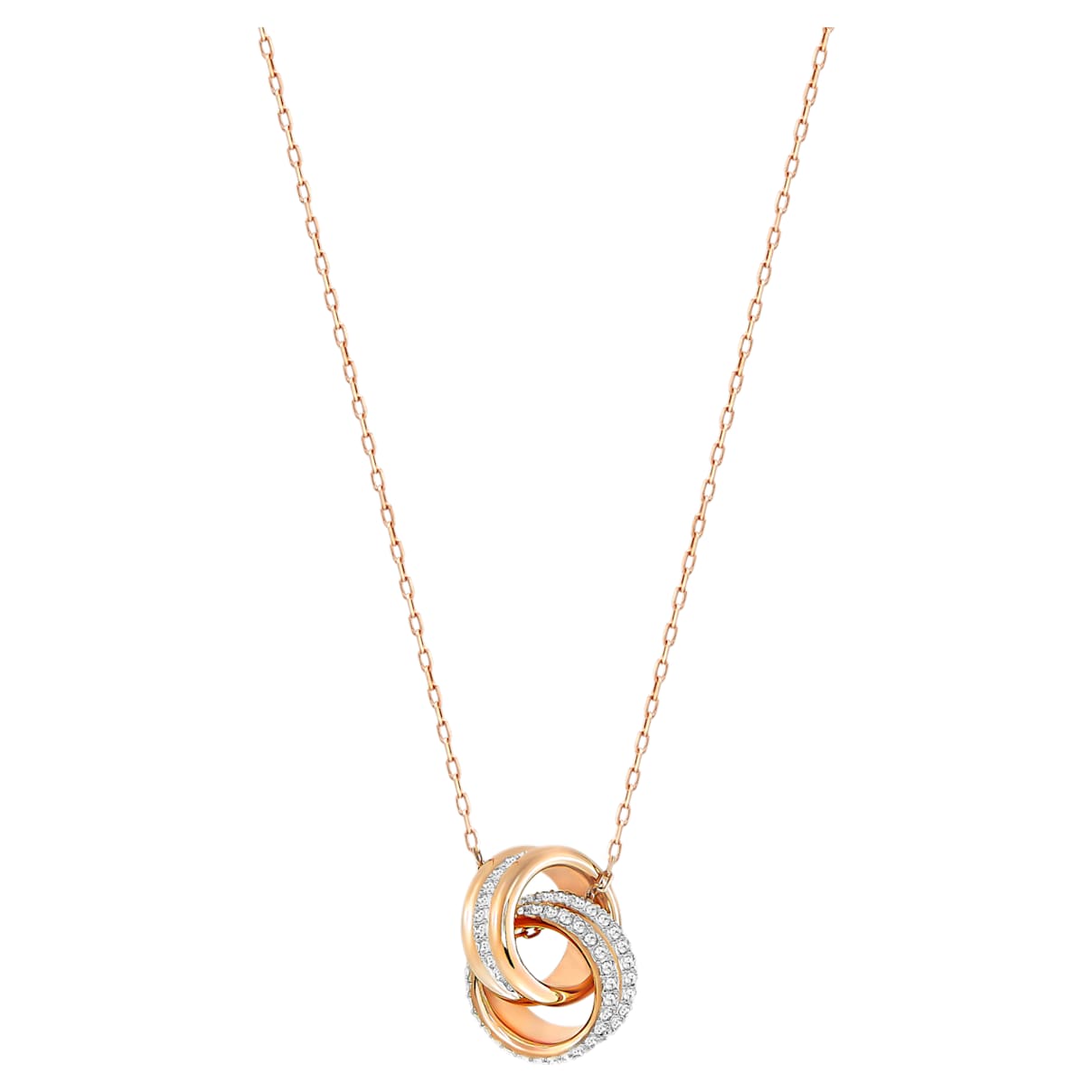 Colgante Hyperbola, Pavé, Círculos entrelazados, Blanco, Baño tono oro rosa