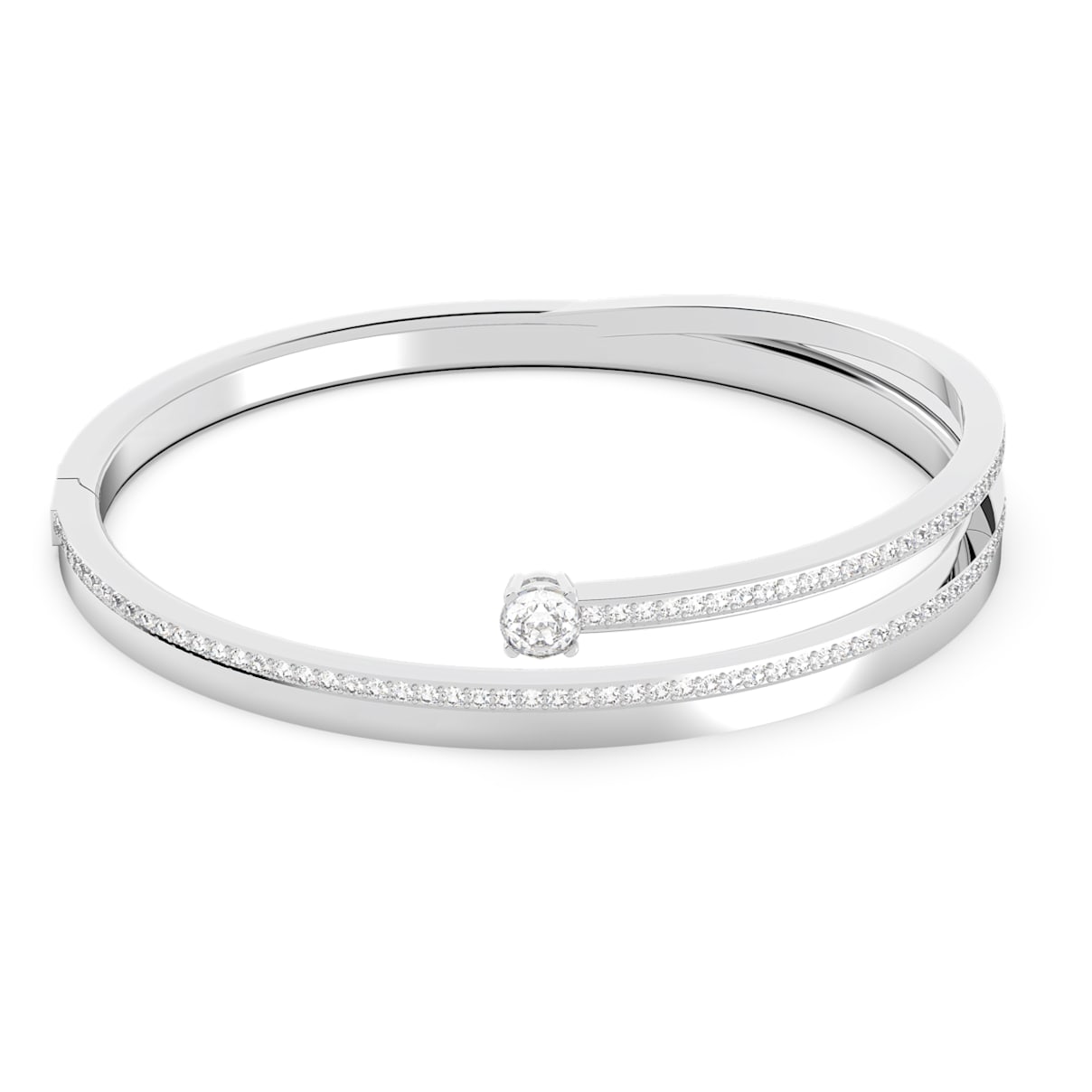 Swarovski Fresh bangle, White, Rhodium plated
