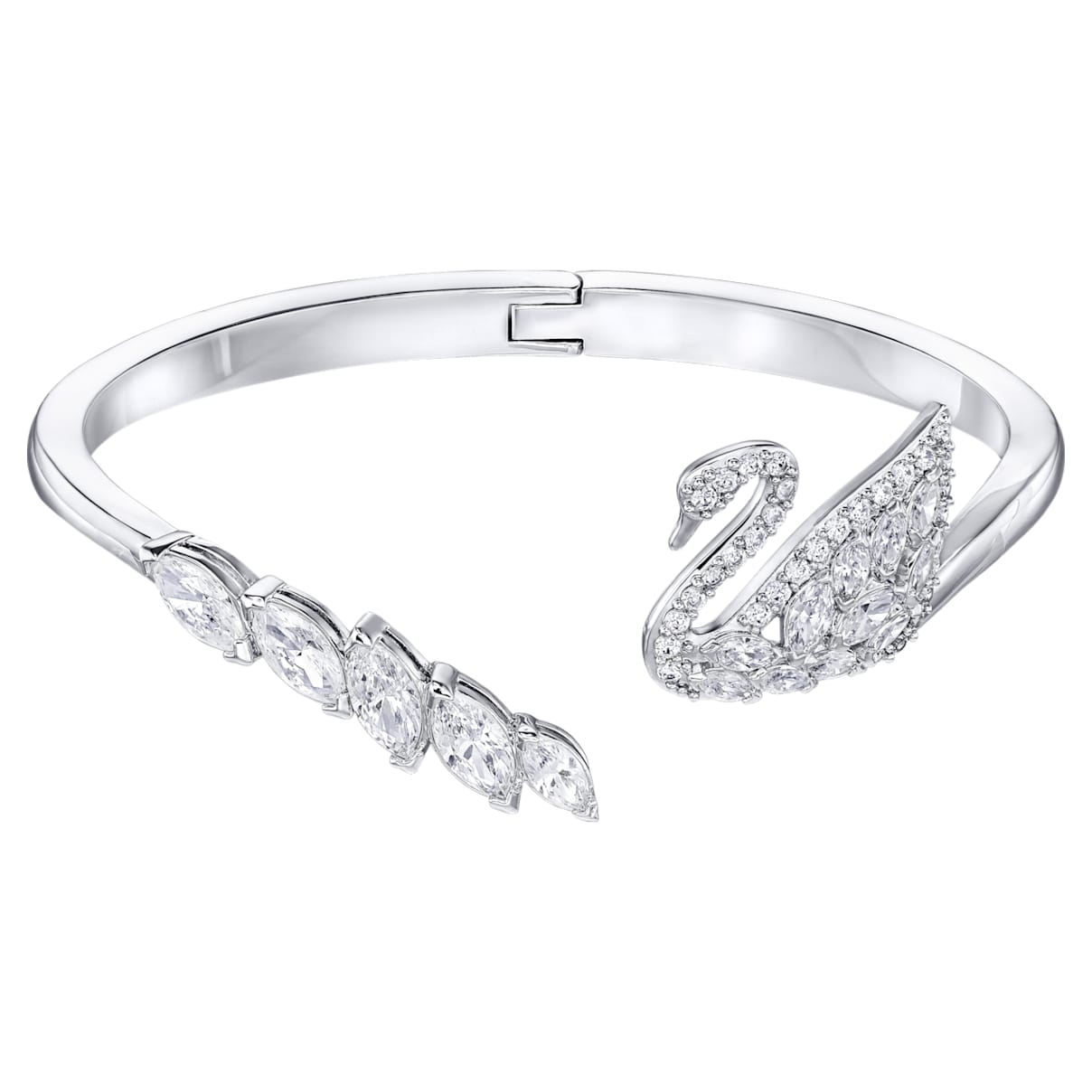 Swarovski Swan Lake bangle, Swan, White, Rhodium plated