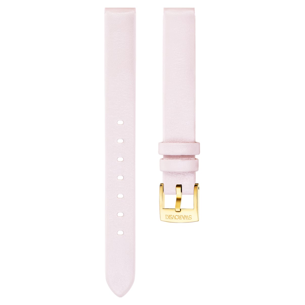 12mm Watch strap, Leather, Pink, Gold-tone plated