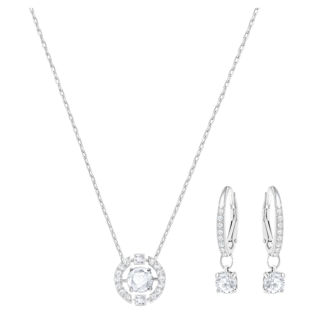 

Swarovski Sparkling Dance set, Round cut, Small, White, Rhodium plated