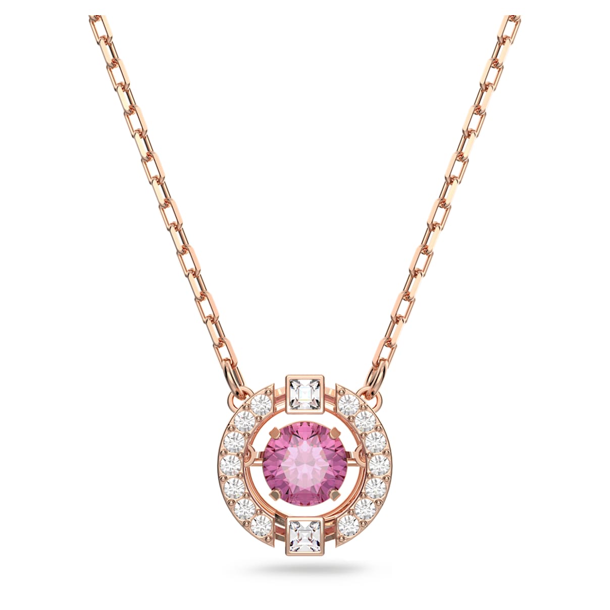 

Swarovski Sparkling Dance necklace, Round cut, Red, Rose gold-tone plated