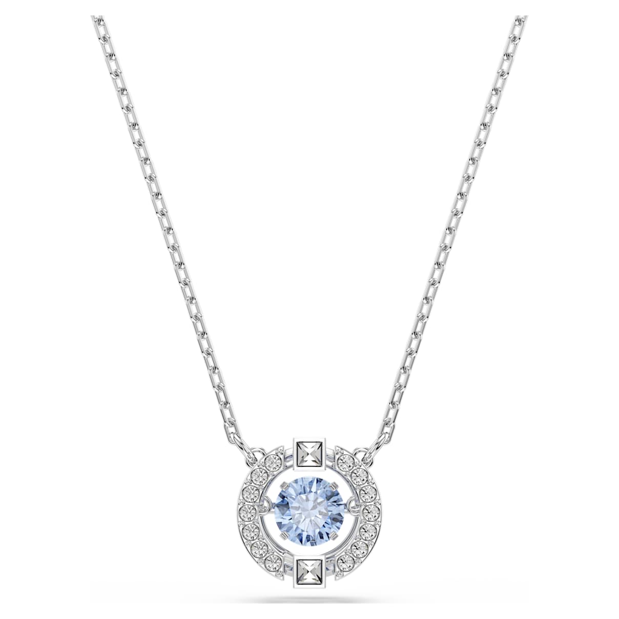 

Collana Una, Taglio Round, Blu, Placcato rodio