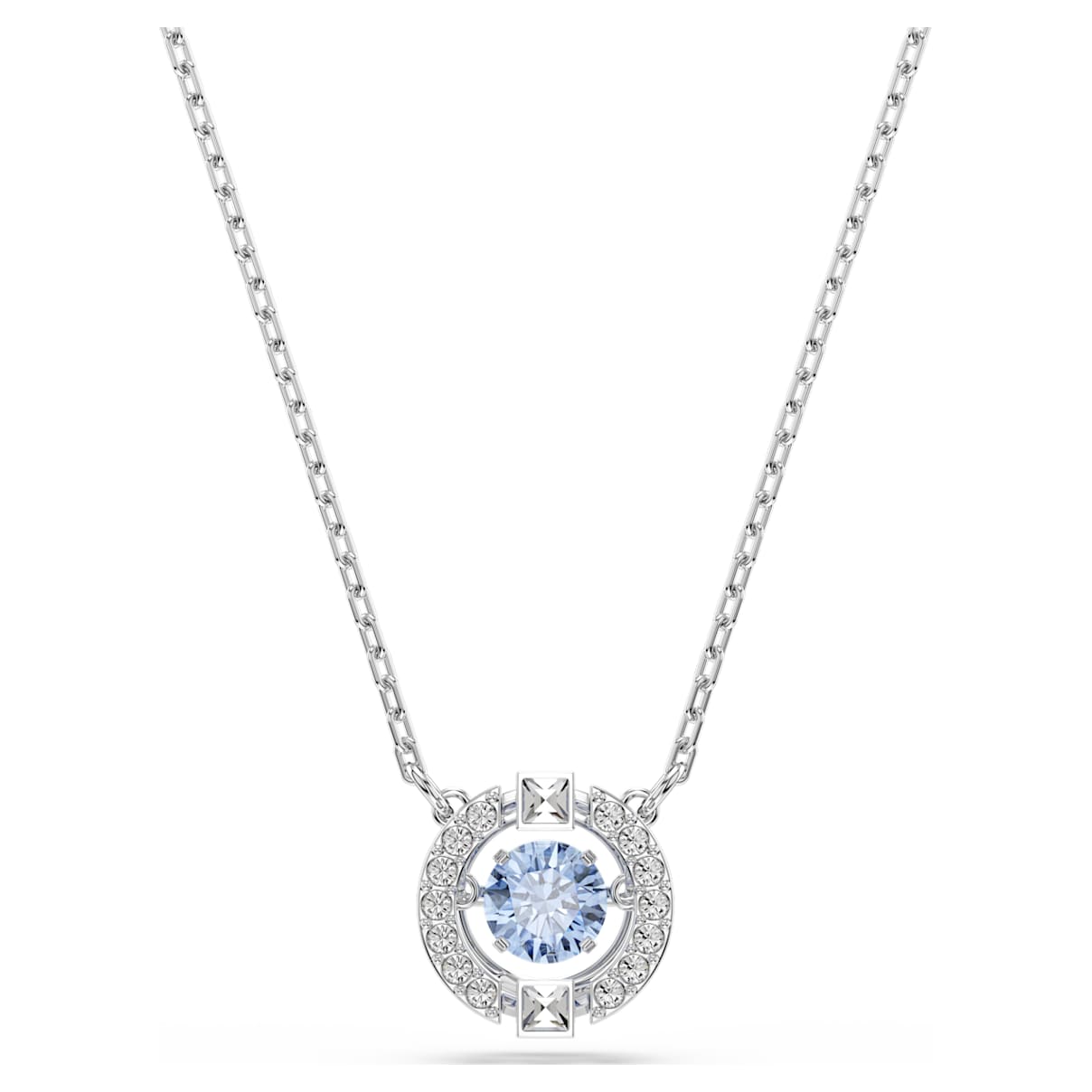 Click to view product details and reviews for Swarovski Sparkling Dance Round Necklace Blue Rhodium Plated.