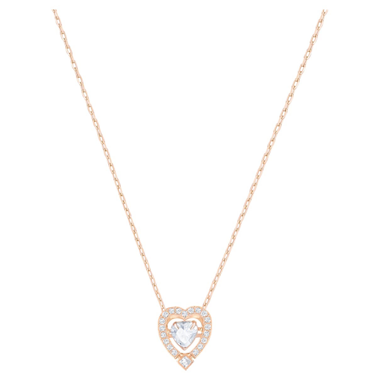 Click to view product details and reviews for Swarovski Sparkling Dance Heart Necklace White Rose Gold Tone Plated.