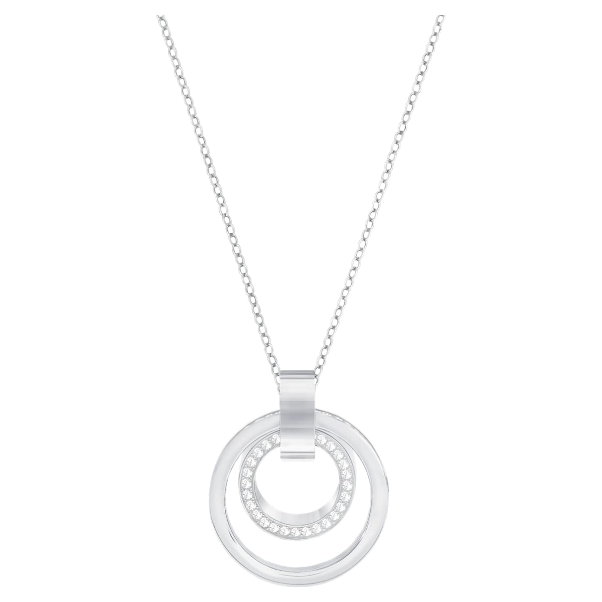Swarovski Hollow pendant, Round shape, White, Rhodium plated