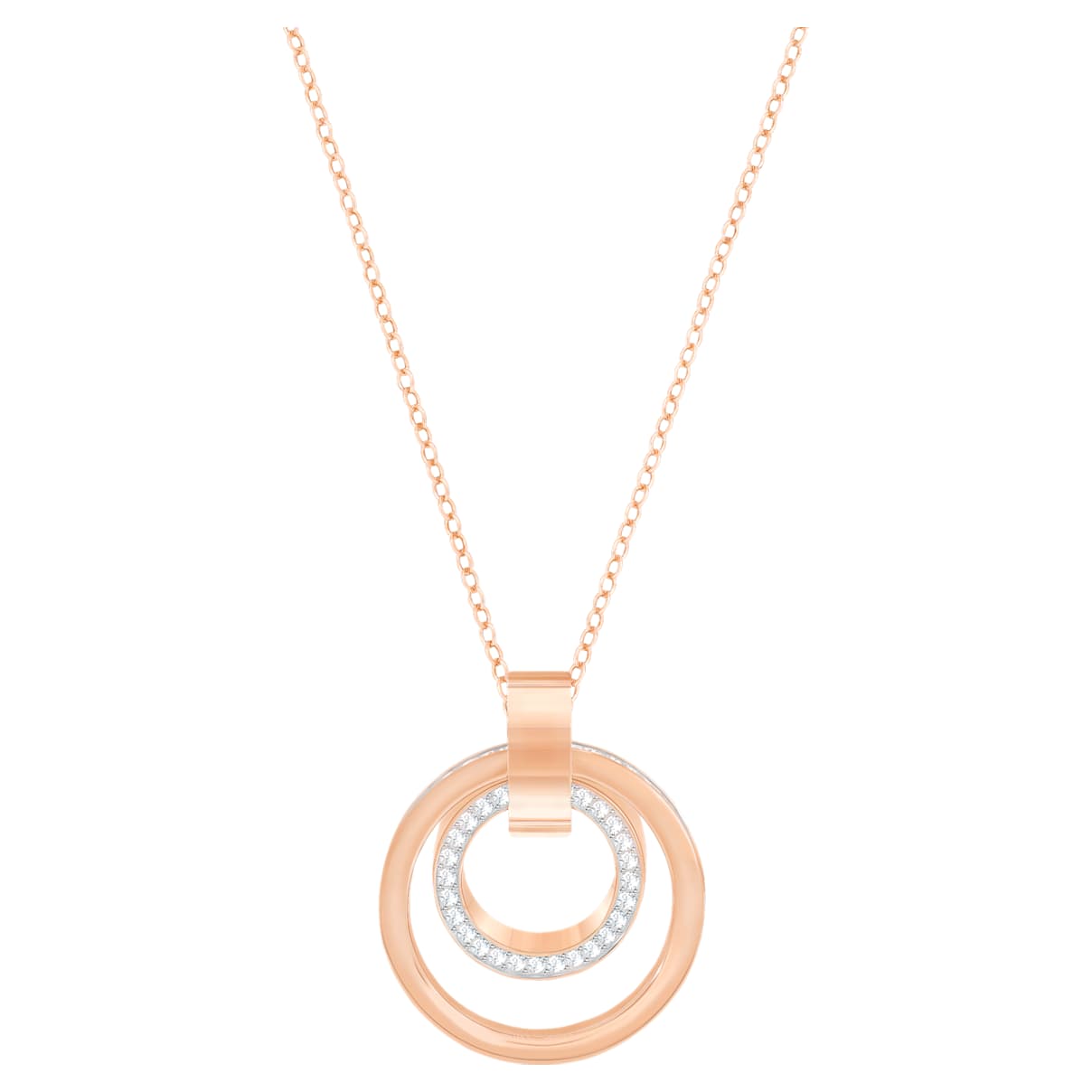 

Swarovski Hollow pendant, Round shape, White, Rose gold-tone plated
