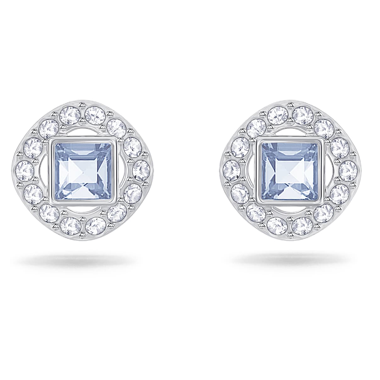 

Una Angelic stud earrings, Square cut, Blue, Rhodium plated