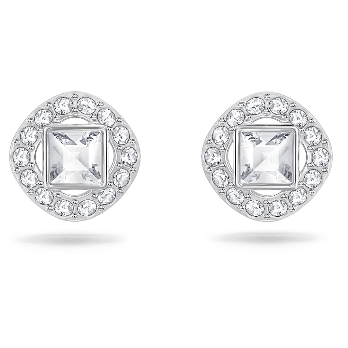 Click to view product details and reviews for Angelic Square Pierced Earrings White Rhodium Plated.