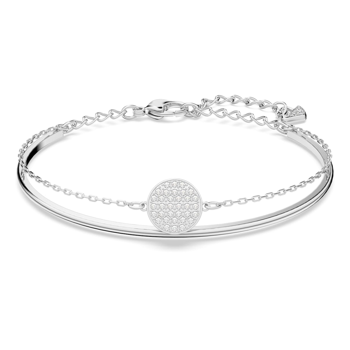 Sublima bangle, White, Rhodium plated