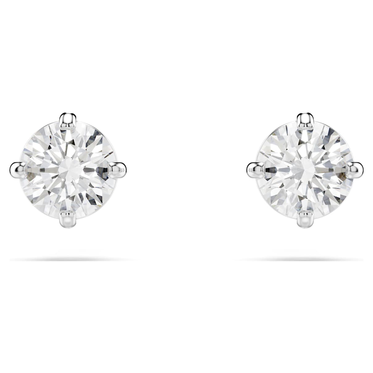 

Attract stud earrings, Round cut, White, Rhodium plated