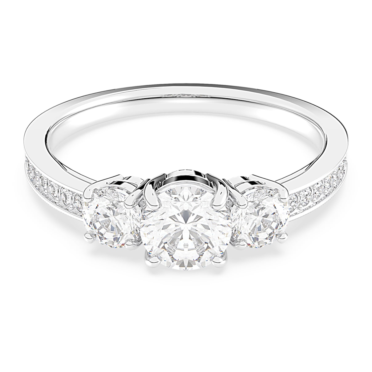 

Swarovski Attract Trilogy ring, Round cut, White, Rhodium plated
