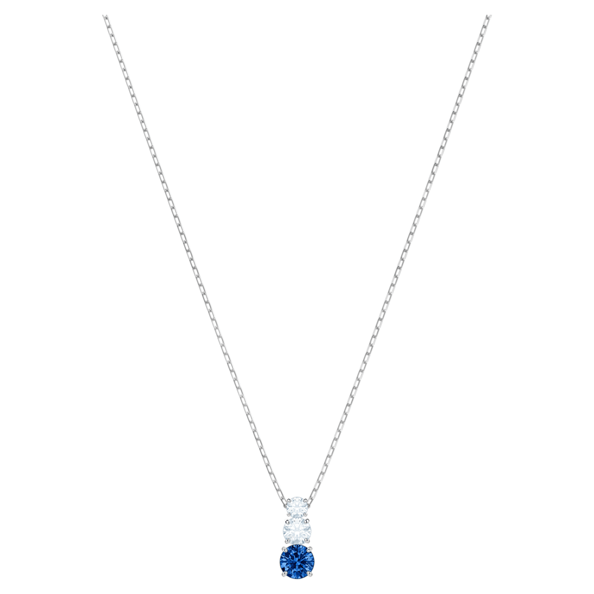 Click to view product details and reviews for Attract Trilogy Round Pendant Blue Rhodium Plated.