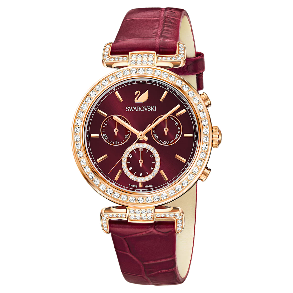 Click to view product details and reviews for Era Journey Watch Leather Strap Dark Red Rose Gold Tone Pvd.